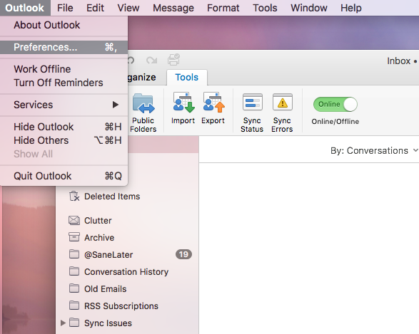 Updating your Outlook email preferences