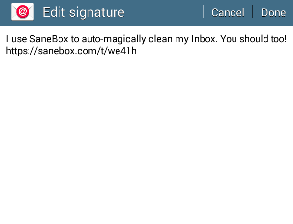 Invite friends to SaneBox with your Android signature