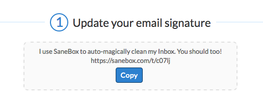 Invite your friends to SaneBox in your email signature