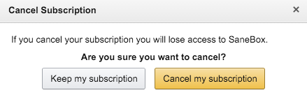 Amazon cancellation dialog